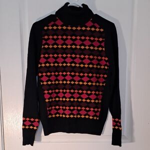 Midnight Mosaic, a must have Tristan Argyle Turtleneck Womens Size M